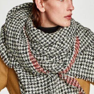 Zara Accessories | Soft Knit Houndstooth Shawl